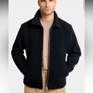 Banana Republic Men’s Large Black Wool Cashmere Blend Zip Jacket Minimalist Coat